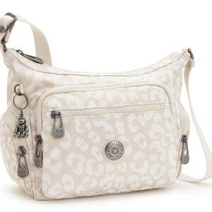 NWT Kipling Gabbie Small Crossbody Bag, White Cheetah Print